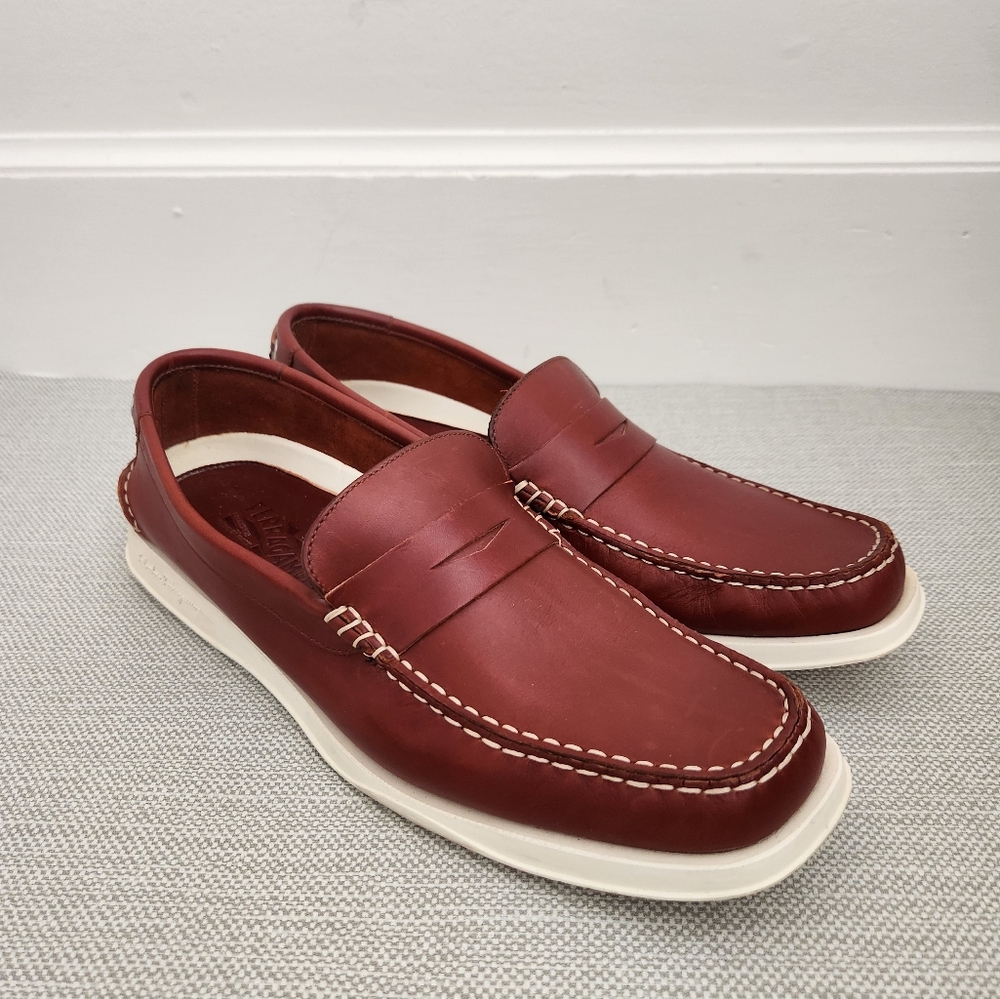 Salvatore Ferragamo Nautor Challenge Size 10 B Red Leather Loafer Boat Nautical
